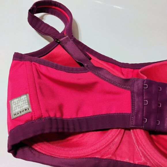 Natori Sports Bra Cushioned Underwire Hot Pink Purple Converts to Crossed 32C - Picture 6 of 12